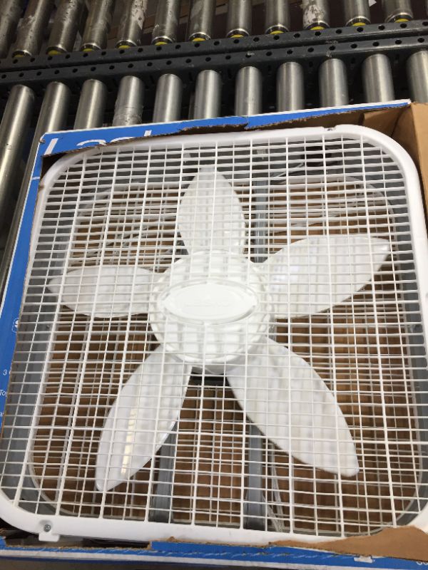 Photo 1 of 20 in. 3 Speed White Box Fan with Save-Smart Technology for Energy Efficiency