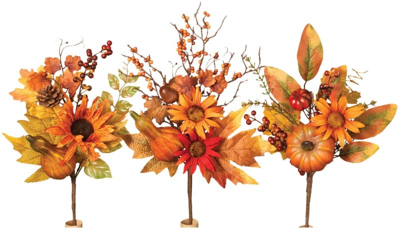 Photo 1 of 14.5 Inches High Harvest Fall Picks Set of 3- Floral Arranging

