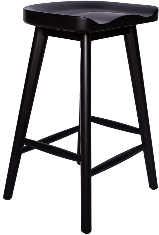 Photo 1 of Amazon Brand - Rivet Modern Counter-Height Kitchen Bar Stool, 24" H, Birch Wood, Black