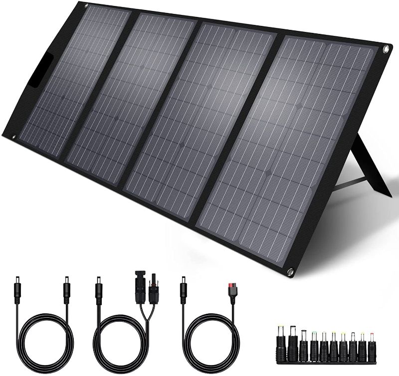 Photo 1 of TWELSEAVAN Portable Solar Panel for Power Station, 120W Foldable Solar Charger with QC3.0/PD60W/DC 4 Outputs for Phone Tablet, Camping Outdoors RV
**MISSING CABLES**