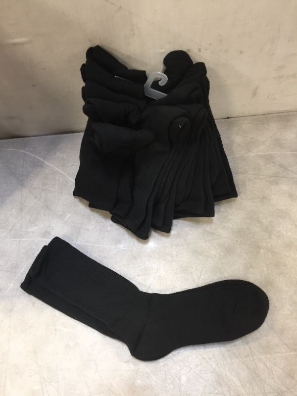Photo 1 of 6-10 Size Black Crew Socks Unisex 12 pair
