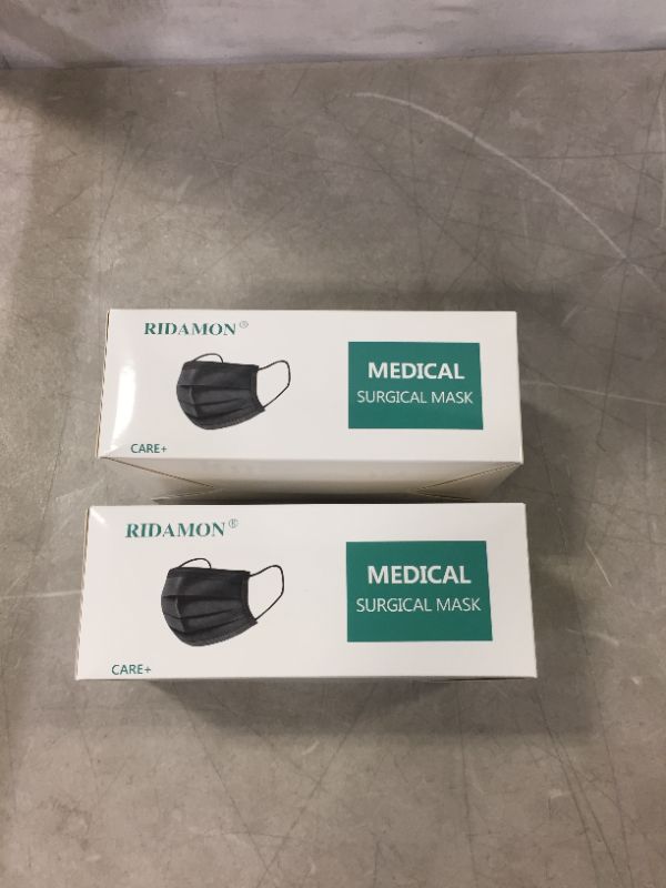 Photo 1 of 2 PACK OF 50 BLACK SURGICAL MASKS 100 TOTAL