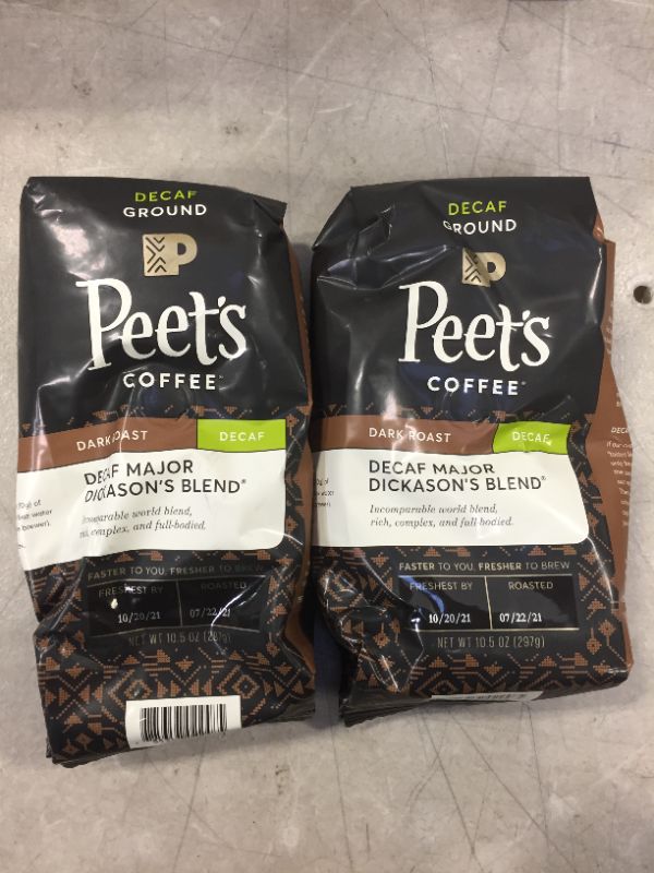 Photo 2 of 2 PACK - Peet's Coffee, Decaf Major Dickason's Blend - Dark Roast Decaffeinated Ground Coffee - 10.5 Ounce Bag BEST BY 10.20.2021