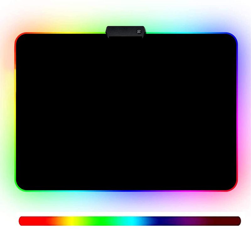 Photo 1 of RGB Gaming Mouse Pad, Led Soft Large Extended Mouse Pad with 14 Lighting Modes, Anti-Slip Rubber Base, Computer Keyboard Mouse Mat for Home Office - 13.8 x 9.8 x 0.16 Inch,Black
