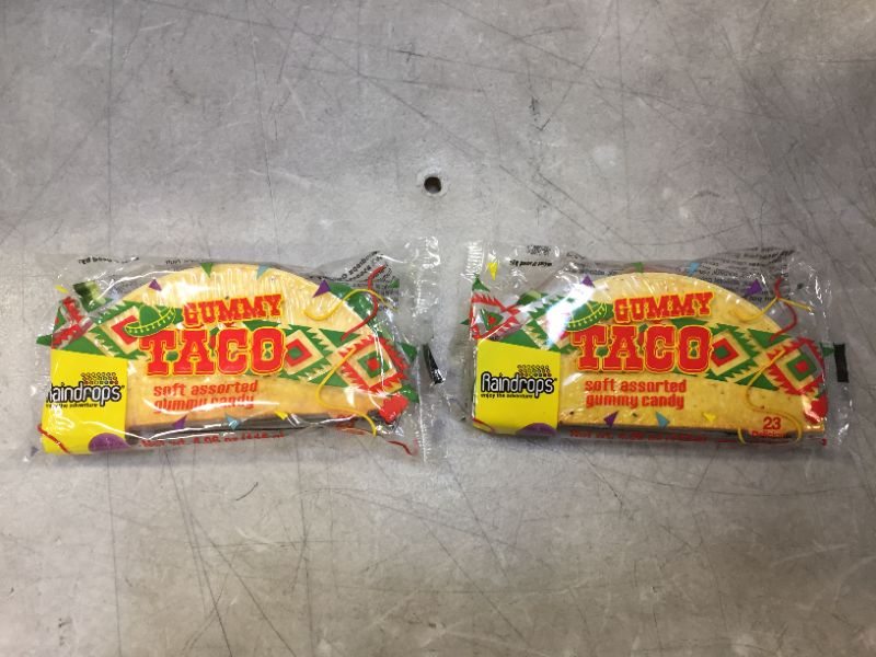 Photo 2 of 2 PACK - Raindrops Gummy Candy Taco with 23 Gummy Candies in a Taco Shell - Yummy Gummy Food that Looks Just Like a Taco - 4 Ounces of Gummy Bears, Fruit, Vegetables, Ropes and More - Unique and Edible Gift BEST BY 08.31.2022