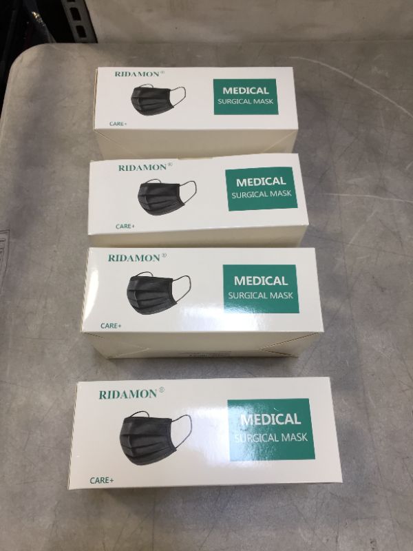 Photo 1 of 4 pack of 50 Black Surgical Masks, Disposable, Unisex (200 Total)