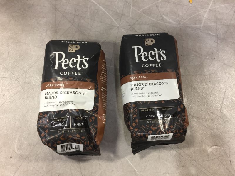 Photo 2 of 2 PACK Peet's Coffee, Major Dickason's Blend - Dark Roast Whole Bean Coffee - 10.5 Ounce Bag FRESHEST BY 7.10.2021