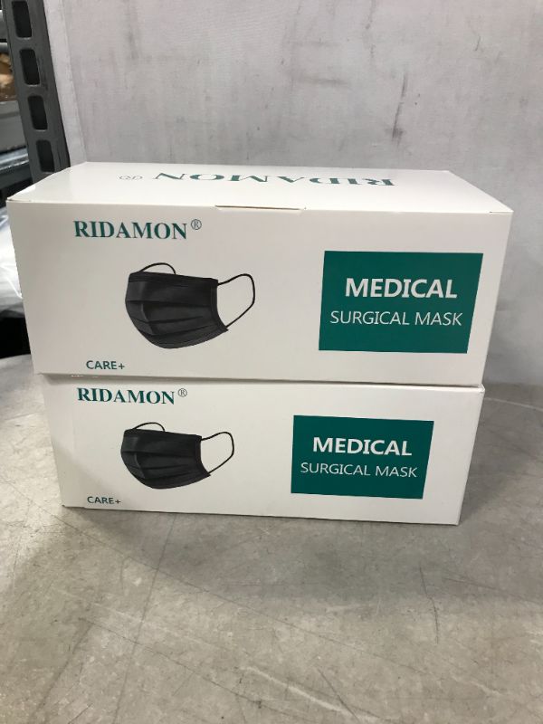 Photo 1 of 2 pack of 50 Black Surgical Masks, Disposable, Unisex (100 total)