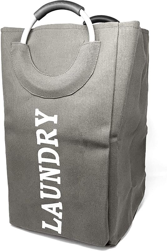 Photo 1 of allgala Canvas Like Laundry Bag with Aluminium Handle-Grey-LB80502
