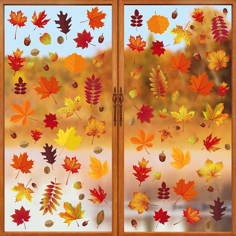 Photo 1 of 266Pcs Thanksgiving Window Clings, Fall Window Stickers Decorations Maple Leaves Decals Home Decor 4PK
