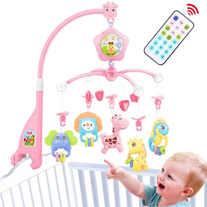 Photo 1 of caterbee Baby Crib Mobile for Pack and Play, Crib Toys with Light and Music, Remote,Projector for Stroller Accessories. for Ages 0+ Months (Pink-Forest)
