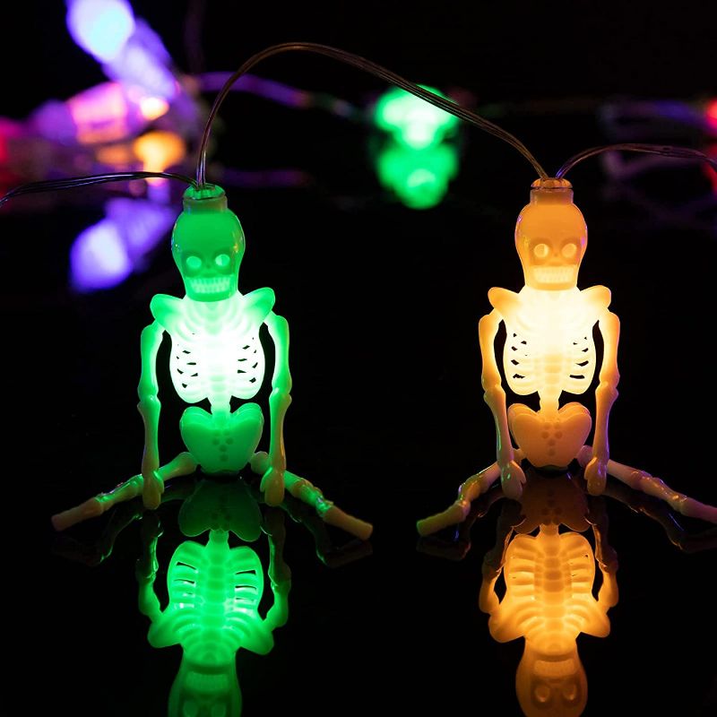 Photo 1 of  2 Pack Halloween Skeleton String Lights - 40 Skeleton String Lights 