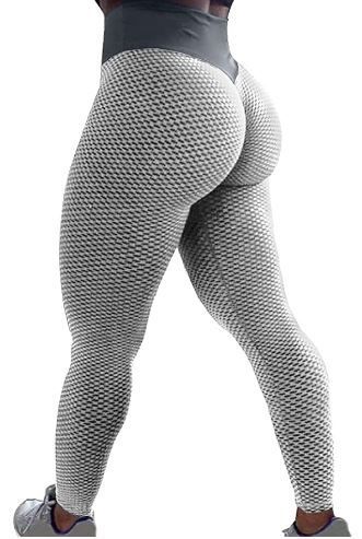 Photo 1 of  Women's High Waist Yoga Pants Tummy Control Butt Lifting Leggings Ruched Textured Booty Workout Tights SIZE XL