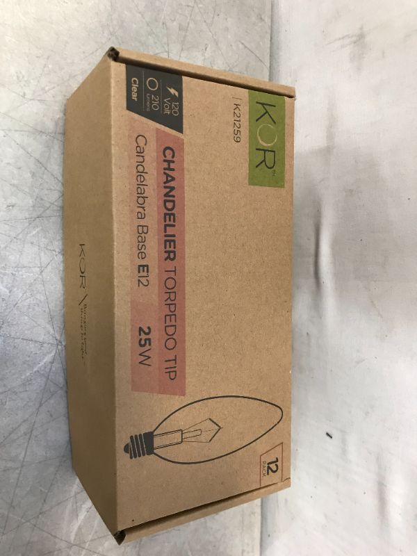 Photo 2 of (Pack of 12) 25 Watt CTC Clear Candelabra Base (E12) Straight Torpedo Tip 120V Incandescent Chandelier Light Bulbs