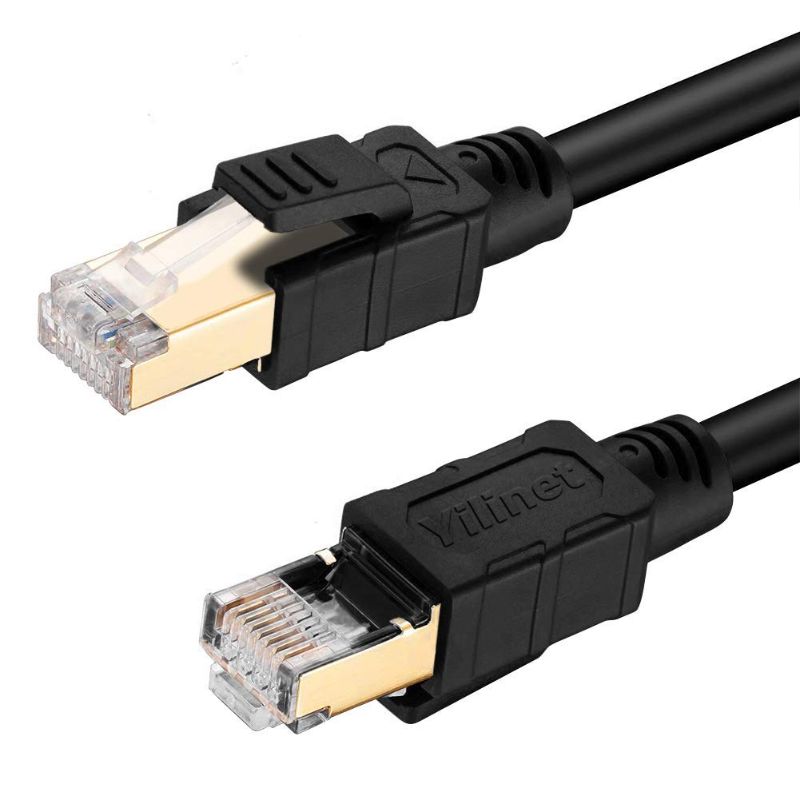 Photo 1 of  Cat 8 Ethernet Cable 40 FT, 26AWG 40Gbps 2000Mhz SSTP Patch Cord Shielded Heavy Duty High Speed Weatherproof Internet LAN Network with Gold Plated RJ45 Connector for Router, Modem, Gaming
