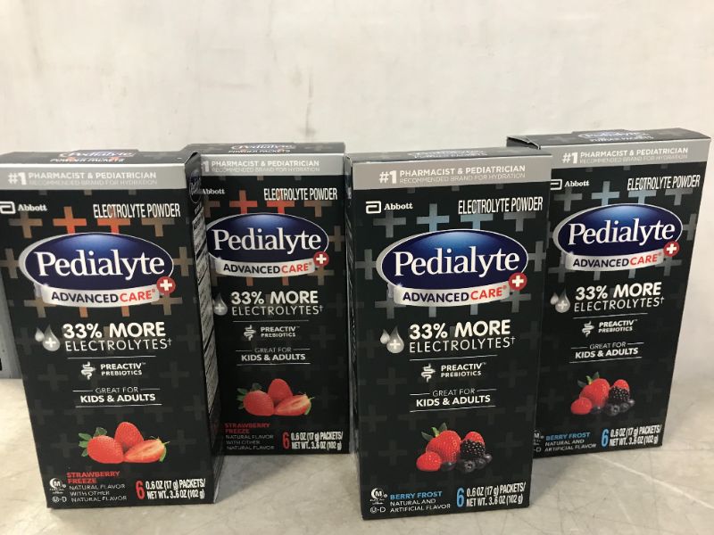 Photo 3 of Pedialyte Advance Care 33% more Electrolytes Berry Frost Flavor 4pack exp date 03-2022