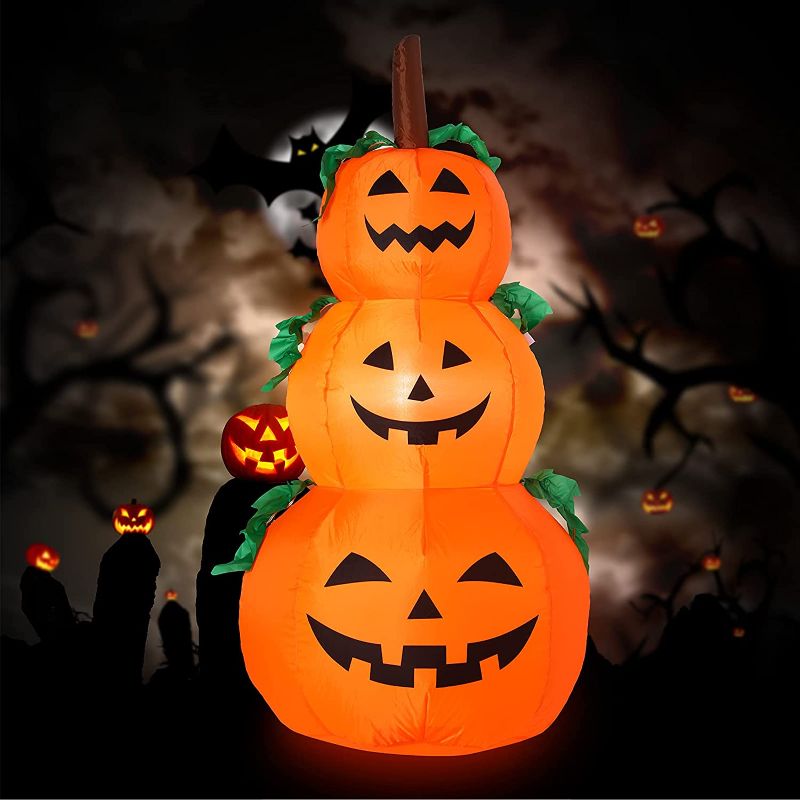 Photo 1 of  Halloween Big Inflatable Pumpkin 3 Stack Blow Up Decorative Pumpkin Inflatable Outdoor Decoration