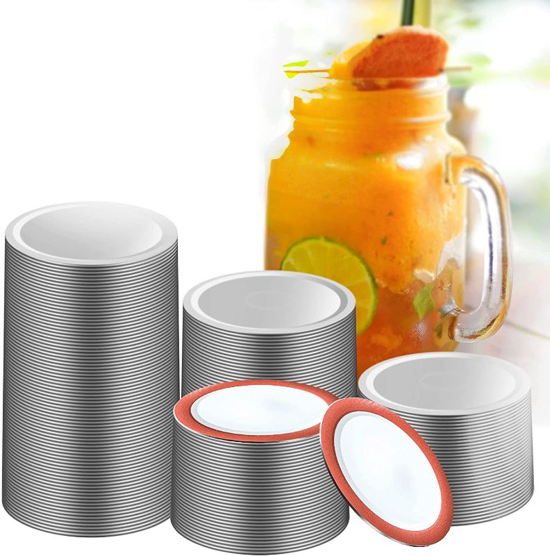 Photo 1 of 120 PCS Regular Mouth Canning Lids for Ball Mason Jars, 70MM Mason Jar Canning Lids Canning Flats Leak Proof, Reusable and Secure Canning Jar Caps with Silicone Seals, Silver
