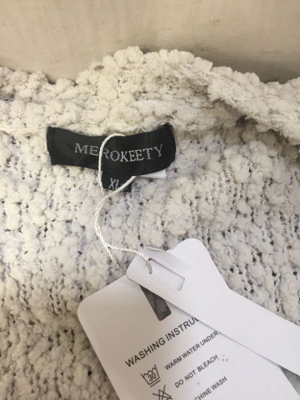 Photo 3 of MEROKEETY Women's Fuzzy Popcorn Batwing Sleeve Cardigan Knit Oversized Sherpa Sweater Coat OFF WHITE, XL