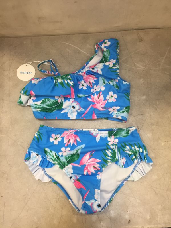 Photo 2 of Arshiner Girls Swimsuit Ruffles Flounce Printed Two Pieces Bikini Set Swimwear Bathing Suits 10-13 YRS