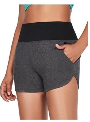 Photo 2 of BALEAF Women's 2.5" High Waisted Comfy Soft Lounge Casual Walking Shorts Yoga Workout Pocketed Shorts LARGE, CHARCOAL