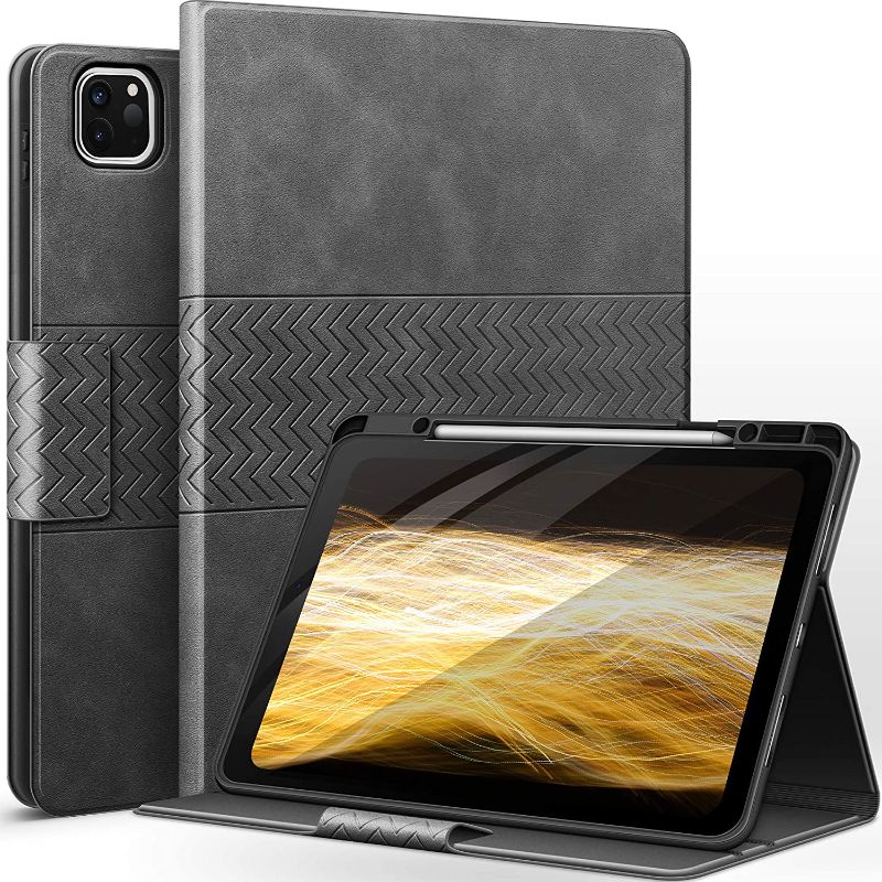 Photo 1 of auaua Case for iPad Pro 12.9 5th/4th/3rd Generation, with Built in Pencil Holder, Auto Sleep/Wake, PU Leather Smart Cover(Grey)
