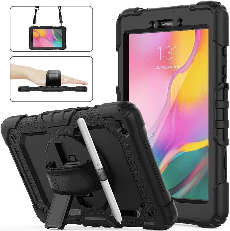 Photo 1 of Galaxy Tab A 8.0 Case 2019 with Screen Protector, SM-T290/T295 Case, Herize Heavy Duty Rugged Shockproof Protective Case Cover with Pencil Holder/Hand Strap/Shoulder Strap for Samsung Tab A 8.0 Inch
