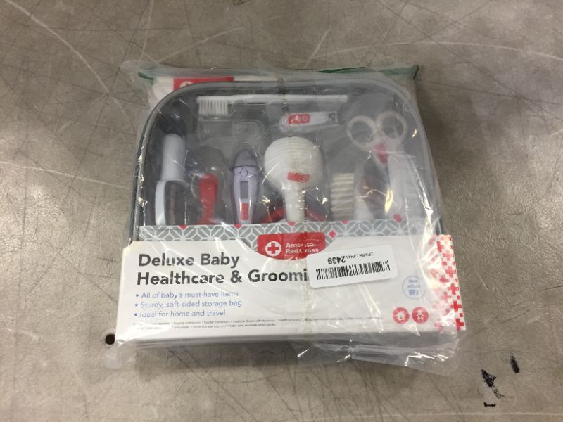 Photo 1 of American Red Cross Deluxe Health and Grooming Kit| Infant and Baby Grooming | Infant and Baby Health | Thermometer, Medicine Dispenser, Comb, Brush, Nail Clippers and More with Convenient Tote
