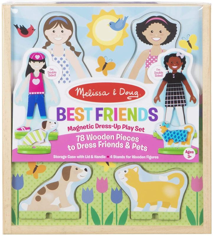 Photo 1 of Melissa & Doug Best Friends Magnetic Dress-Up Wooden Dolls Pretend Play Set (78 pcs)
