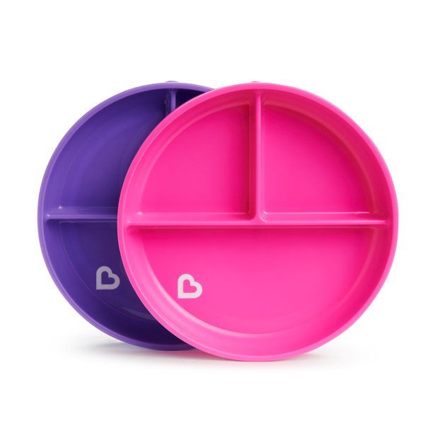 Photo 1 of Munchkin Stay Put Suction Plates, 2 Pack, Pink/Purple
