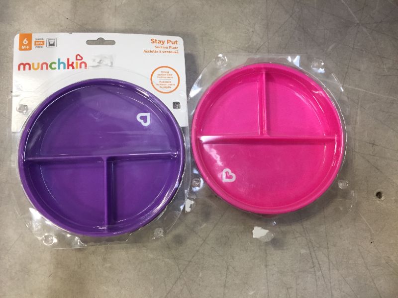 Photo 2 of Munchkin Stay Put Suction Plates, 2 Pack, Pink/Purple
