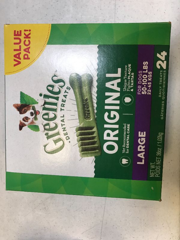 Photo 1 of Greenies Large Original Dental Dog Chews - 36 Oz, 24 Count