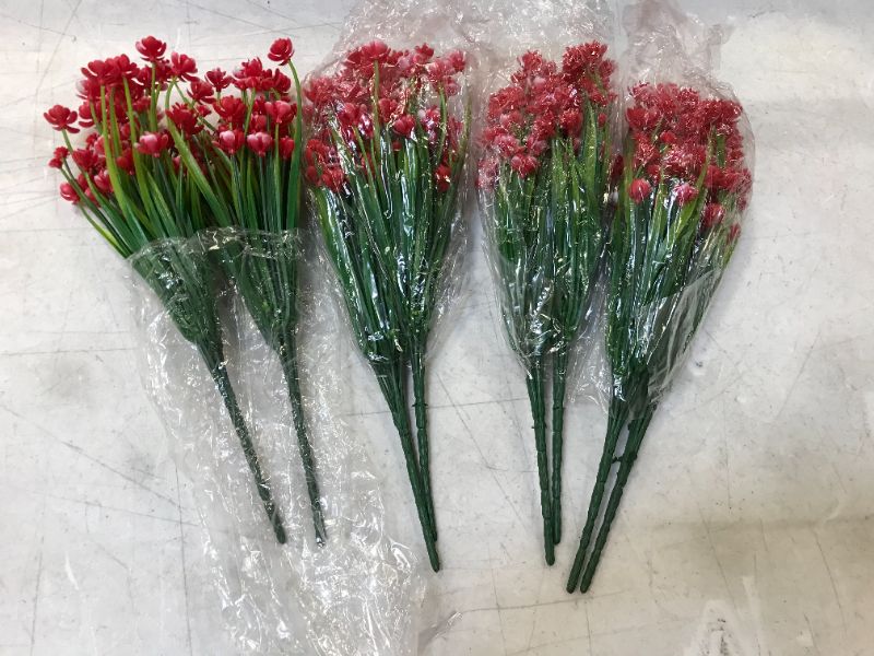 Photo 2 of 2 pack  of 8 bunch of artificial red decorative Flores---