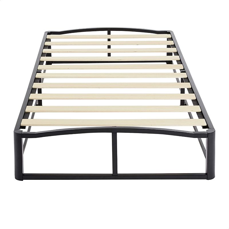 Photo 1 of Amazon Basics 6" Modern Metal Platform Bed with Wood Slat Support - Mattress Foundation - No Box Spring Needed, Twin
