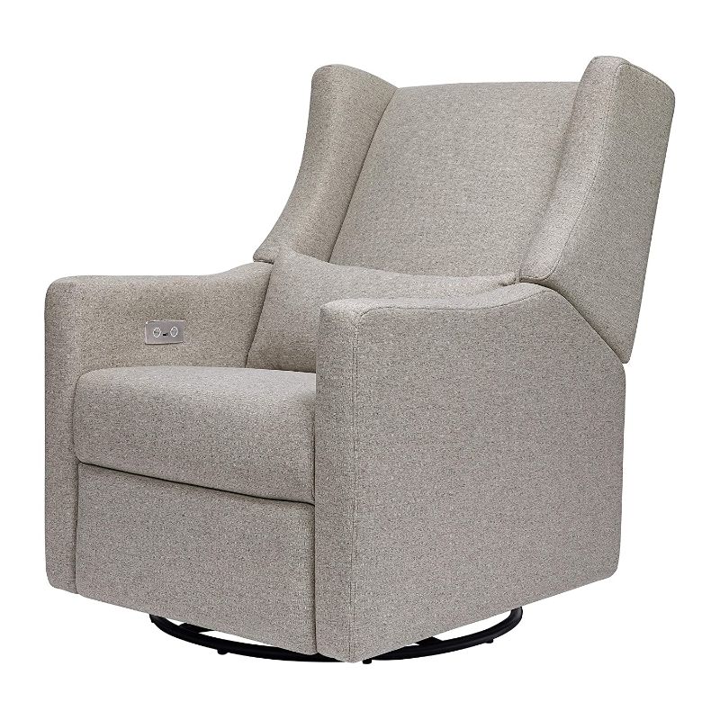 Photo 1 of Babyletto Kiwi Electronic Power Recliner and Swivel Glider with USB Port in Performance Grey Eco-Weave, Water Repellent & Stain Resistent, Greenguard Gold and CertiPUR-US Certified
