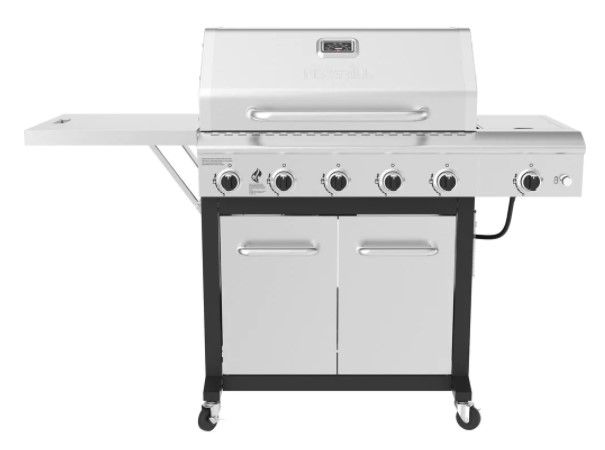 Photo 1 of PARTS FOR A 5-Burner Propane Gas Grill in Stainless Steel with Side Burner and Foldable Side Shelf
