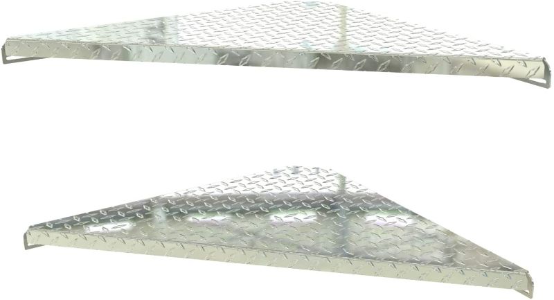 Photo 1 of 17” Heavy Duty Floating Corner Shelf, Set of 2 | Easy to Install + Heavy Duty Aluminum Diamond Plate Design with 50 Pound Weight Limit | 2-Sided Mounting Option + Made in The USA
