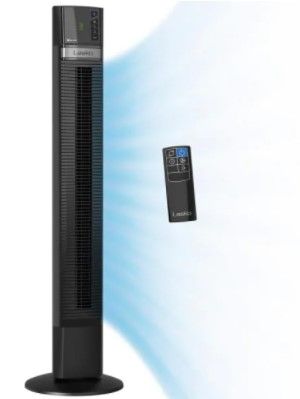 Photo 1 of Lasko Xtra Air 48 in. Oscillating Tower Fan with Nighttime Setting and Remote Control, Black
