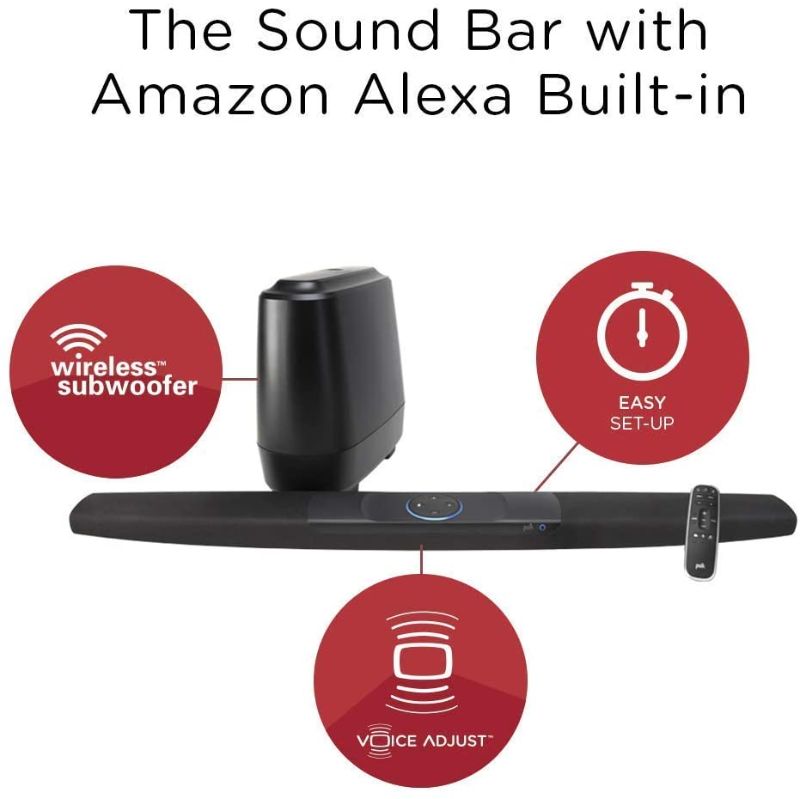 Photo 1 of MISSING REMOTE CONTROL--Polk Audio Command Sound Bar with Handsfree Amazon Alexa Voice Control (New Update with Multi-Room Music Built-In), 4K HDMI, and Fire TV Compatible for Your Home Theater
