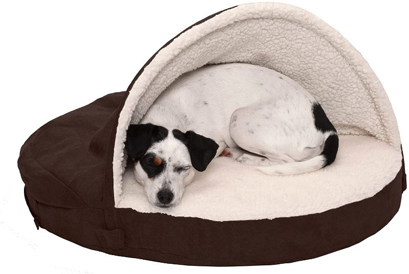 Photo 1 of Furhaven Cozy Pet Beds for Small, Medium, and Large Dogs and Cats - Snuggery Hooded Burrowing Cave Tent, Deep Dish Cushion Donut Dog Bed with Attached Blanket, and More
