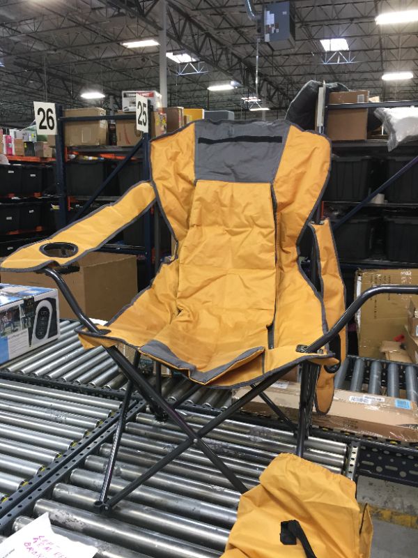 Photo 2 of ARROWHEAD OUTDOOR Portable Folding Hybrid 2-in1 Camping Chair, Adjustable Recline, Vent, Padding, Cup Holder & Storage Pouch, Heavy-Duty, Oversize, Supports 300lbs, Includes Bag, USA-Based Support
- broken right arm strap 