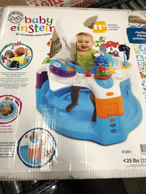 Photo 1 of Baby Einstein Rhythm of the Reef Baby Activity Saucer Bouncer Play Center w/ 360 Degree Rotating Seat, Soothing Ocean Sounds, & Adjustable Height