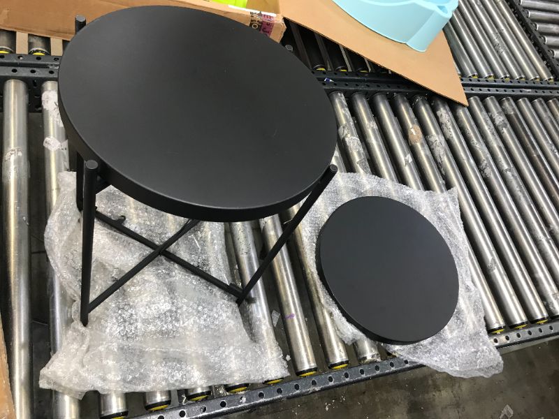 Photo 1 of 19.5 high x 14.5 long inches end round table color black with replacement top 