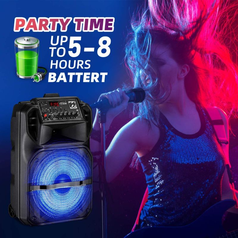 Photo 1 of Karaoke Machine for Adults and Kids with 3 Karaoke Microphones, SEAPHY Dazzling DJ Light 12'' Sub-woofer BT Connectivity Portable PA Speaker System Bonus 2 Wireless Microphone/1 Corded Mic, 540W Peak
