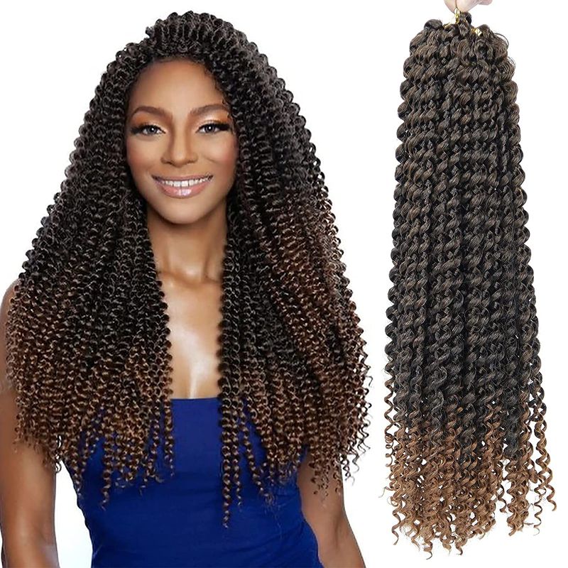 Photo 1 of 18 Inch Passion Twist Hair 6 Packs Water Wave Braiding Hair for Butterfly Style Crochet Braids Bohemian Hair Extensions (1B/30#, 18 Inch)
