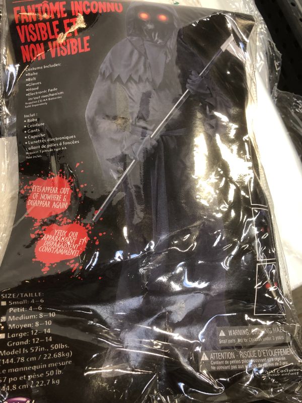 Photo 2 of Phantom Costume Grim Reaper for Boys Halloween Role Play Dress Up Outfits SIZE MEDIUM 8-10
