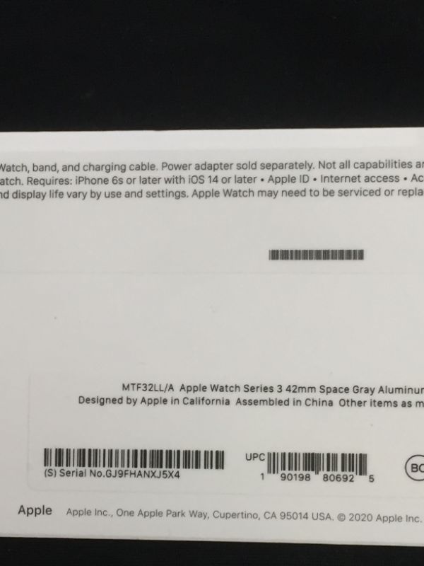 Photo 1 of Apple Watch
Space Gray Aluminum Case with Black Sport Band 42mm
(factory sealed)