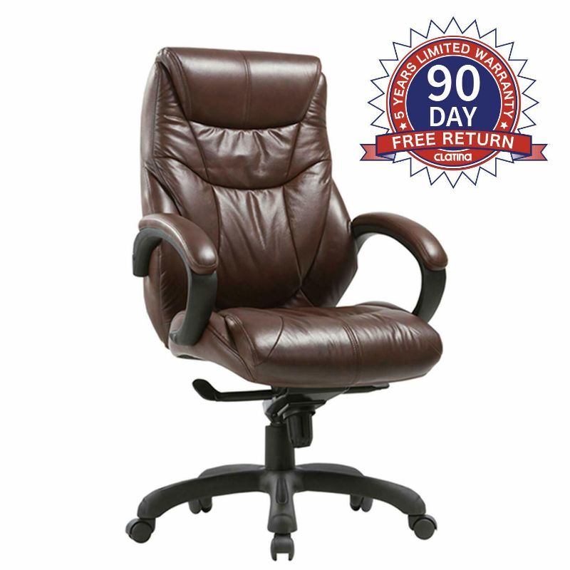 Photo 1 of Executive Bonded Leather Chair Chairs Lean Forward High Back for Home office BROWN
