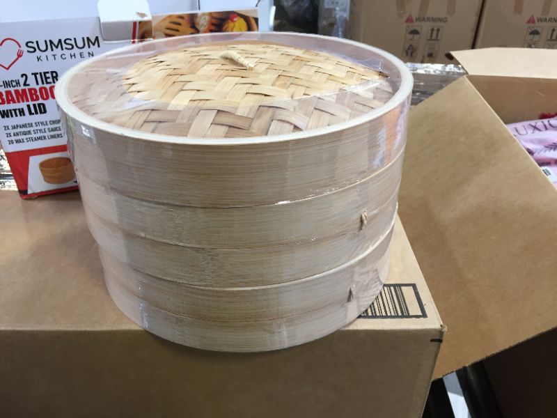 Photo 2 of 10 inch 2 tier bamboo steamer with lid 