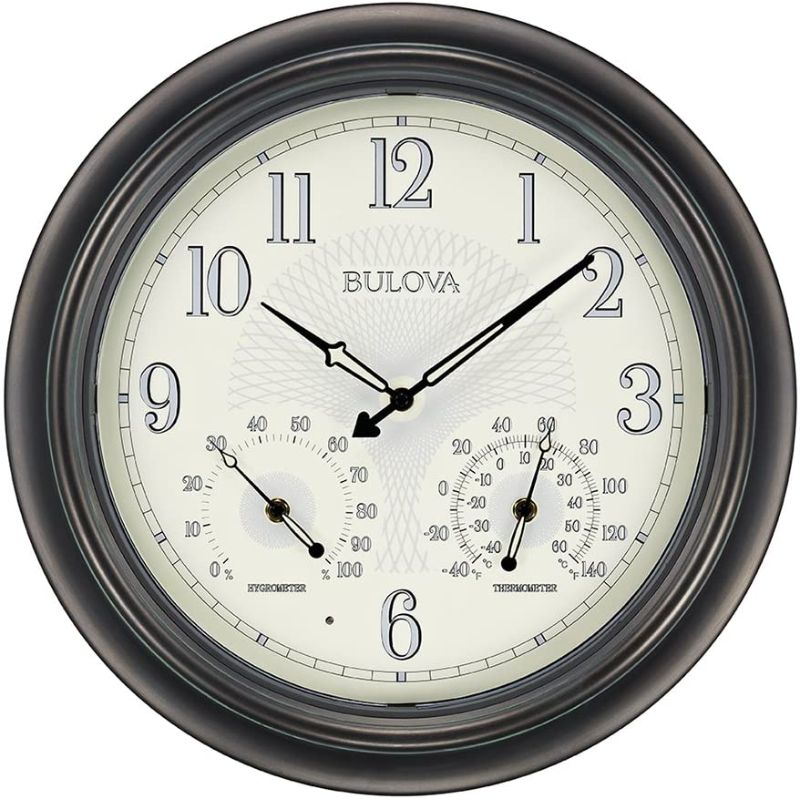 Photo 1 of Bulova C4813 Weather Master Wall Clock, 18", Black
